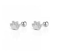 Orecchini a perno con mini zampa da 18 g, in argento Sterling, con chiusura a vite, ipoallergenici, per trago, elica, simpatici cuccioli, graziosi animali domestici, per donne, figlie, amanti degli