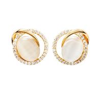 Orecchini a perno con occhio di gatto, placcati in oro 14 K, con zirconi, eleganti gioielli da donna, ideali per tutti i giorni e le feste, Taglia unica, Lega di rame, rivestimento K-oro, Occhio di