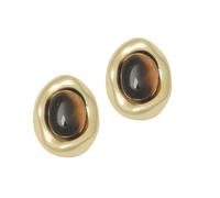 Orecchini a perno con pietra occhio di tigre, leggeri ed eleganti, in metallo, accessori per l'orecchio per l'uso quotidiano, versatili gioielli marroni e neri
