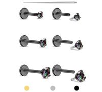 Orecchini a perno con retro piatto, con filettatura interna in oro 14 K, 18 G, 16 G, gioielli per cartilagine, elice, trago, labbro, conchiglia, naso, anelli in acciaio inox 316L, per donne e uomini