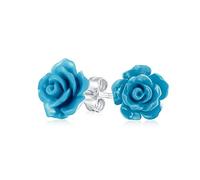 Orecchini A Perno Con Rosa Blu Intagliata In 3D Delicati E Romantici Con Fiori Per Donne Adolescenti E Madri Placcati In Argento