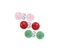 Orecchini A Perno Con Sfera Di Perline Rotonde In Pietra Preziosa Naturale Da 8MM In Argento Sterling .925 Per Donne E Adolescenti - Varietà Di Pietre Di Nascita