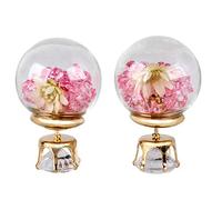 Orecchini a perno con sfera di vetro a forma di fiore secco, gioielli di cristallo per donne con trattamento intelligente rosa