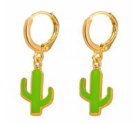 Orecchini a perno con zirconia cubica, a forma di cactus, orecchini a forma di cactus, in metallo, con ciondolo a forma di pianta verde in vaso, gioielli per ragazze, Misura unica, Metallo