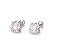 Orecchini a perno da 20 g con zirconia cubica taglio cuscino, per donne e ragazze, in argento Sterling 925, ipoallergenici, minimalisti, carini, con sfera di cristallo quadrata, per cartilagine, trago