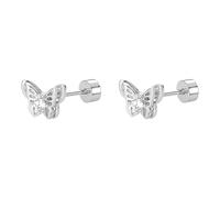 Orecchini a perno da donna, a forma di farfalla, da 20 g, in acciaio inox ipoallergenico con cristalli di zirconia cubica, per cartilagine e trago, con chiusura a vite, gioielli alla moda per orecchie