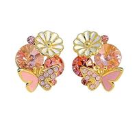Orecchini a perno da donna a forma di farfalla rosa, graziosi orecchini con cristallo Y2K, gioielli Kawaii con farfalla floreale, dolci regali di compleanno