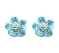 Orecchini a perno da donna a forma di fiore turchese con pennellate, gioielli bohémien con perle e cristalli, romantici orecchini estivi