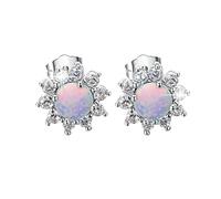 Orecchini a perno da donna a forma di pecora con opale rotondo e corona chiara, One Size, Metallo, Non pietra preziosa