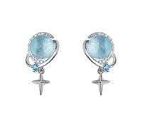 Orecchini a perno da donna a forma di pianeta celeste, con stella e strass, orecchini stravaganti ispirati allo spazio