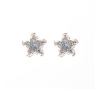 Orecchini a perno da donna, a forma di stella, con strass scintillanti e zirconia cubica, color argento