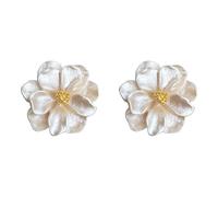 Orecchini a perno da donna con camelia bianca, motivo floreale irregolare, regalo alla moda per le vacanze