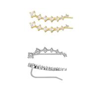 Orecchini a perno da donna con diamanti a 7 stelle, orecchini da donna in argento Sterling 925, ipoallergenici, con zirconia cubica, regalo di compleanno (oro + argento)