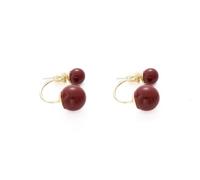 Orecchini a perno da donna con doppia sfera rotonda, semplici orecchini a perno a forma di ancora in resina rossa con perle finte, gioielli placcati alla moda eleganti per abiti, camicie e tutti gli