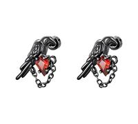Orecchini a perno da donna con zirconia cubica rossa da 20 g, design con nappa a catena a rondine, in acciaio inox ipoallergenico, con retro piatto a vite, per piercing all'elica della cartilagine