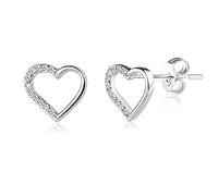 orecchini a perno da donna in argento Sterling 925 a forma di cuore color pesca, Orecchini Cerchio Piccoli con Pietra Zircone, Women's Sterling Silver Sparkling Infinity Stud Earrings