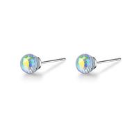 Orecchini a perno da donna, in argento Sterling 925, con cristallo aurora boreale, sfera arcobaleno, blu, rosa, argento