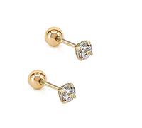 Orecchini a perno da donna, in argento Sterling 925, con quattro griffe e zirconi, idea regalo per San Valentino, Cristallo, Zirconia cubica