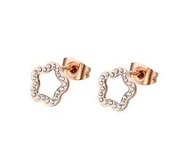 Orecchini a perno da donna, in oro rosa, a forma di stella, con zirconia cubica, 9 x 9 mm, per festa del papà lesbica, gioielli eleganti, 9x9MM, Acciaio inossidabile, Zirconia cubica