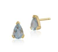 Orecchini A Perno Di Acquamarina Classica In Oro Giallo 9 Carati 6.5x4mm