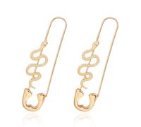 Orecchini a perno di sicurezza, orecchini a clip di carta, da donna, a cerchio, oro, argento, serpente, gioielli per donne, regali di compleanno per lei, Metallo, Non pietra preziosa