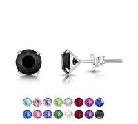 Orecchini a perno DTPsilver, in argento fine 925 e cristalli Swarovski®, Elements rotondi, diametro: 6 mm, diversi colori., Argento sterling Cristallo, cristallo,