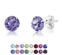 Orecchini a perno DTPsilver, in argento fine 925 e cristalli Swarovski®, Elements rotondi, diametro: 6 mm, diversi colori., Argento sterling Cristallo, cristallo,