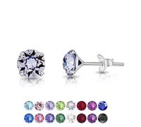 Orecchini a perno DTPsilver, in argento fine 925 e cristalli Swarovski®, Elements rotondi, diametro: 6 mm, diversi colori., Argento sterling Cristallo, cristallo,