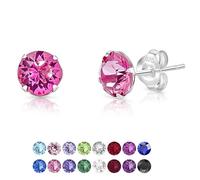 Orecchini a perno DTPsilver, in argento fine 925 e cristalli Swarovski®, Elements rotondi, diametro: 6 mm, diversi colori., Argento sterling Cristallo, cristallo,