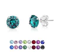 Orecchini a perno DTPsilver, in argento fine 925 e cristalli Swarovski®, Elements rotondi, diametro: 6 mm, diversi colori., Argento sterling Cristallo, cristallo,