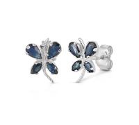 Orecchini a perno farfalla argento sterling 925/- rodiato zaffiro blu