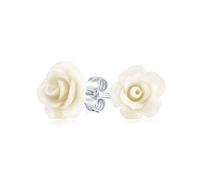 Orecchini A Perno Floreali Delicati E Romantici Intagliati In 3D Color Crema Avorio Per Donne Adolescenti E Madri Placcati In Argento