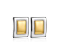 Orecchini a perno geometrici bicolore, orecchini quadrati in argento e oro, da donna, gioielli minimalisti moderni per uso quotidiano, ufficio e regalo