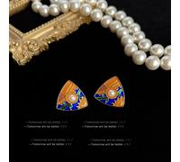 Orecchini a perno geometrici placcati premium con perle e argento 925