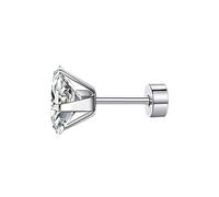 Orecchini a perno in acciaio inox, a forma di sfera, a vite, a forma di torta rotonda, con zirconi, in argento 925, Taglia unica, Acciaio inossidabile, Nessuna pietra preziosa