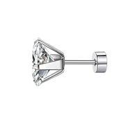 Orecchini a perno in acciaio inox, a forma di sfera, a vite, a forma di torta rotonda, con zirconi, in argento 925, Taglia unica, Acciaio inossidabile, Nessuna pietra preziosa