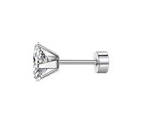 Orecchini a perno in acciaio inox, a forma di sfera, a vite, a forma di torta rotonda, con zirconi, in argento 925, Taglia unica, Acciaio inossidabile, Nessuna pietra preziosa