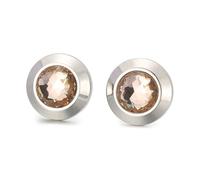 Orecchini a perno in acciaio inox da donna, graziosi orecchini con zirconia cubica di forma rotonda, in acciaio inox, acciaio inox, Zirconia cubica