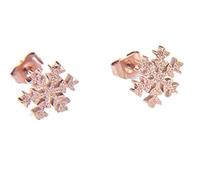 Orecchini a perno in acciaio inox placcato oro rosa, un paio di orecchini a perno a forma di fiocco di neve, design durevole
