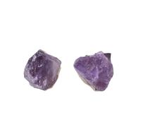 Orecchini a perno in ametista naturale grezza da donna, orecchini con pietra di cristallo grezzo irregolare dorata e chiodo in acciaio inossidabile, gioiello bohémien ideale per yoga, matrimoni e l’us
