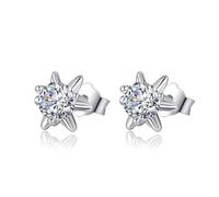 Orecchini a perno in argento placcato argento a forma di stella con zircone per la festa del papà