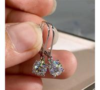 Orecchini a perno in argento sterling 925 con zirconia cubica rotonda, montatura a quattro griffe, gioielleria di alta qualità per donne Argento 925