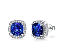 Orecchini a perno in argento Sterling 925 per donne e ragazze, orecchini con pietra di nascita in argento Sterling 925, orecchini a perno in oro bianco placcato con zirconi cubici a forma di quadrato