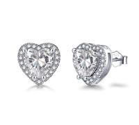 Orecchini a perno in argento Sterling 925 per donne e ragazze, orecchini con pietra di nascita in argento Sterling 925, orecchini a perno in oro bianco placcato con zirconi cubici a forma di quadrato