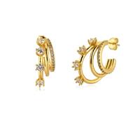 Orecchini a perno, in argento Sterling S925, a forma di C, a forma di C, con zirconi, per donna Capodanno gioielli, Weiß, Argento sterling, Zirconia cubica
