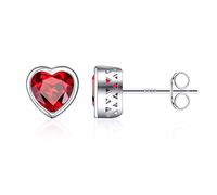 Orecchini a perno in argento Sterling S925 con pietra di betulla per donne, con pietra portafortuna a forma di cuore, per donne e ragazze, in argento Sterling, granato