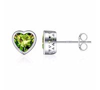 Orecchini a perno in argento Sterling S925 con pietra di betulla per donne, con pietra portafortuna a forma di cuore, per donne, ragazze, festa della mamma, San Valentino, Natale, anniversario, regalo