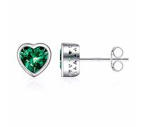 Orecchini a perno in argento Sterling S925 con pietra di betulla per donne, con pietra portafortuna a forma di cuore, per donne, ragazze, festa della mamma, San Valentino, Natale, anniversario, regalo