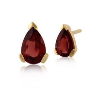Orecchini A Perno In Granato A Pera Classico In Oro Giallo 9 Carati 6.5x4mm