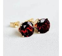 Orecchini a perno in granato rosso taglio ovale 4 ct placcati in oro giallo 1...